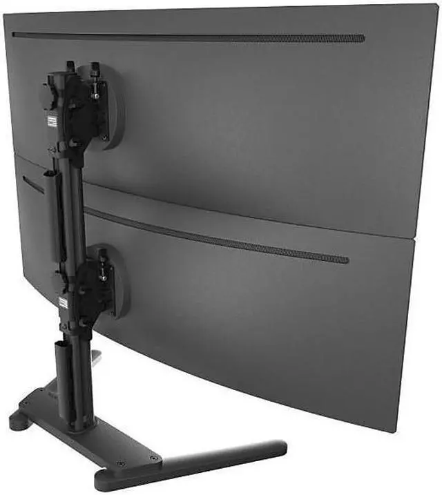 Alt view image 6 of 9 - Atdec AWMS-2-BT75-FS-B Freestanding Dual Stack Heavy Monitor Desk Mount - Flat and Curved up to 49in - VESA 75x75, 100x100 - Tool-Free Adjustable Monitor Height, tilt, pan - Quick Display Release