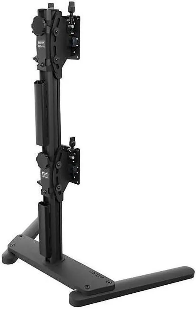Alt view image 7 of 9 - Atdec AWMS-2-BT75-FS-B Freestanding Dual Stack Heavy Monitor Desk Mount - Flat and Curved up to 49in - VESA 75x75, 100x100 - Tool-Free Adjustable Monitor Height, tilt, pan - Quick Display Release