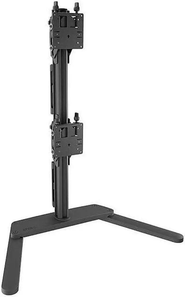 Alt view image 8 of 9 - Atdec AWMS-2-BT75-FS-B Freestanding Dual Stack Heavy Monitor Desk Mount - Flat and Curved up to 49in - VESA 75x75, 100x100 - Tool-Free Adjustable Monitor Height, tilt, pan - Quick Display Release