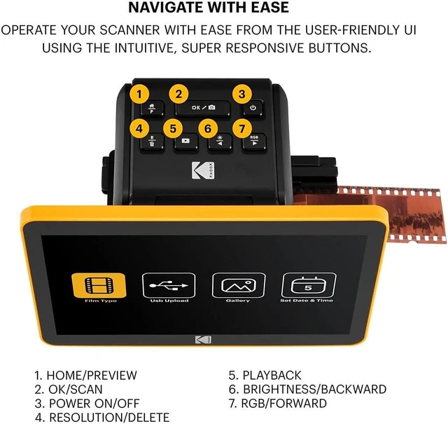 Alt view image 3 of 13 - Kodak Slide N Scan Max Digital Film Slide Scanner Black/Yellow (RODFS70)