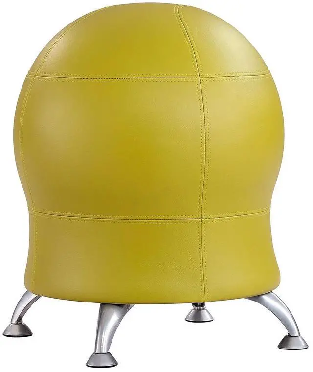 Alt view image 2 of 3 - Safco 4751GV Zenergy Ball Chair - Backless - Supports Up to 250 lb - Green Vinyl Seat, Silver Base