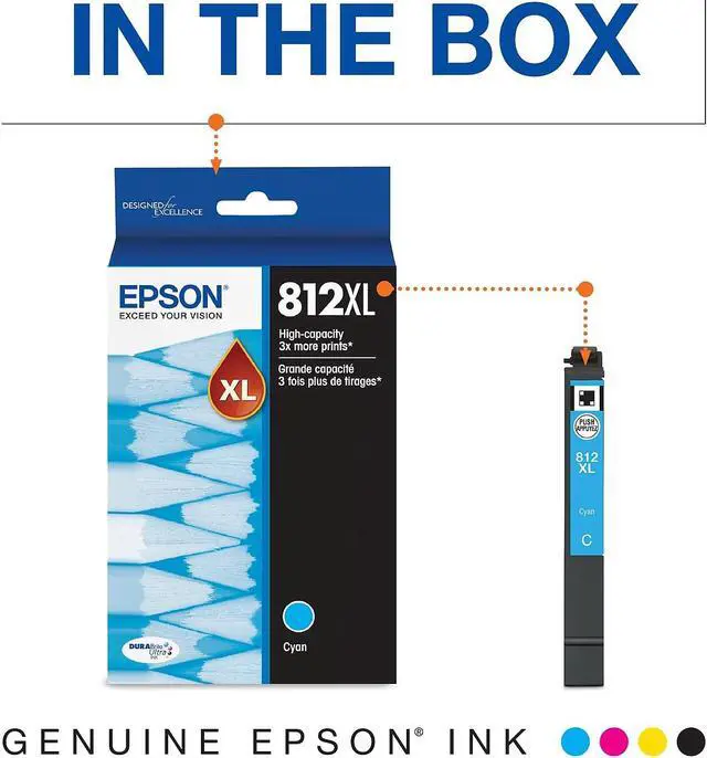 Alt view image 6 of 9 - Epson T812XL220S (T812XL) DURABrite Ultra High-Yield Ink, 1,100 Page-Yield, Cyan