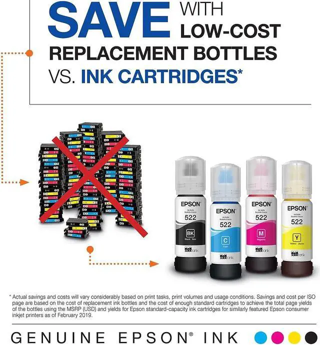 Alt view image 3 of 5 - Epson 522 Black/Cyan/Magenta/Yellow Ultra High Yield Ink Cartridge Refill 4/Pack (T522120-BCS)