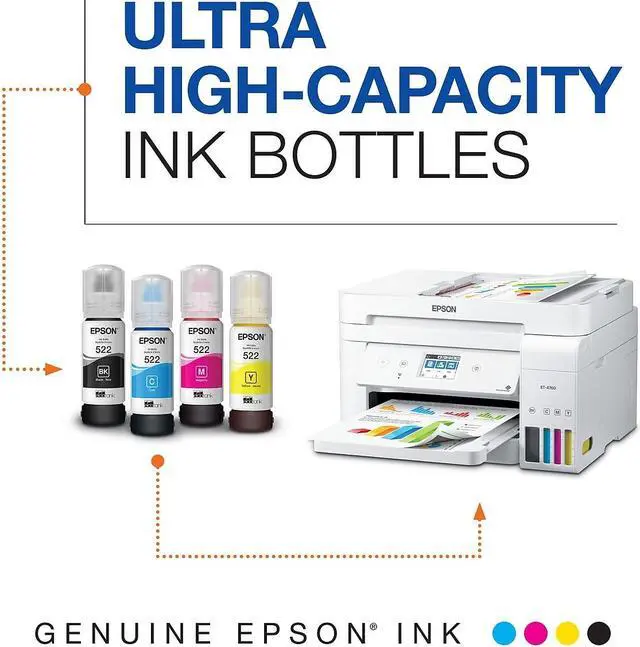 Alt view image 5 of 5 - Epson 522 Black/Cyan/Magenta/Yellow Ultra High Yield Ink Cartridge Refill 4/Pack (T522120-BCS)