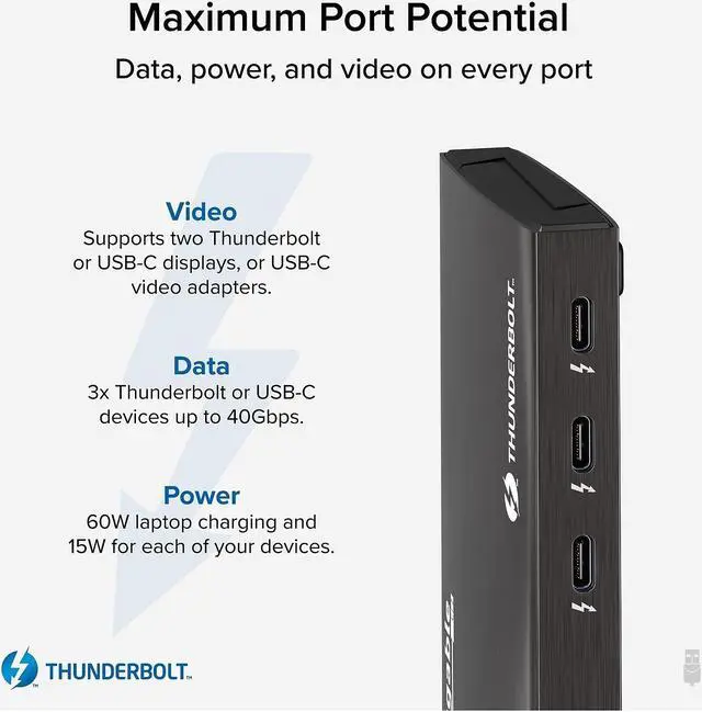 Alt view image 17 of 20 - Plugable Thunderbolt 4 Hub, 4-in-1 Pure USB-C Design, Includes USB-C to 4K HDMI Adapter, 60W Laptop Charging, Compatible with Mac and Windows and USB-C, Thunderbolt, and USB4 Devices, Driverless