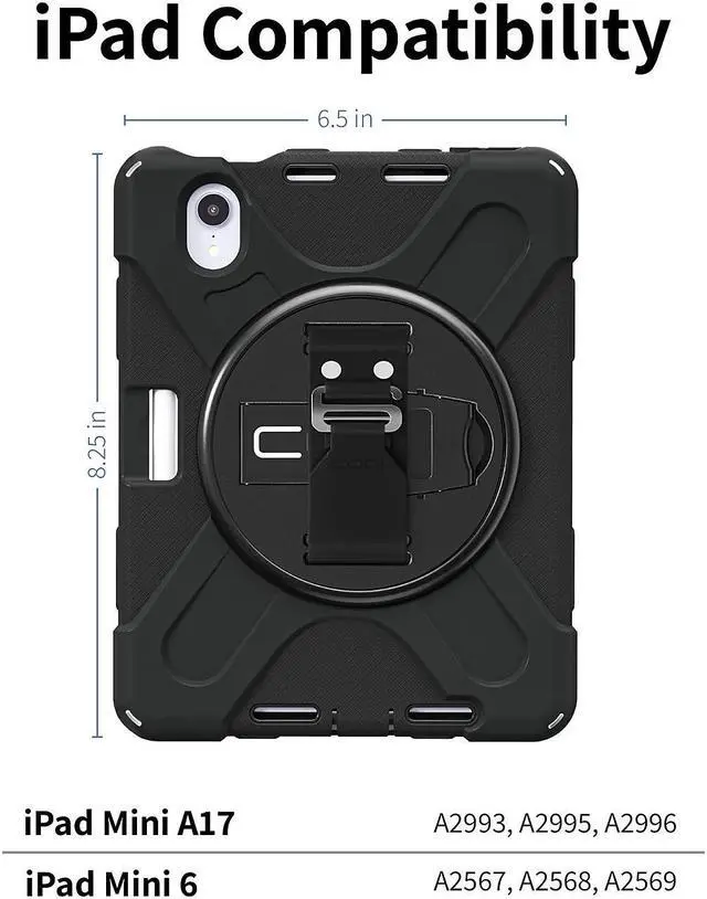 Alt view image 7 of 12 - Codi Rugged Carrying Case Apple iPad mini 6th Generation Tablet Black C30705064