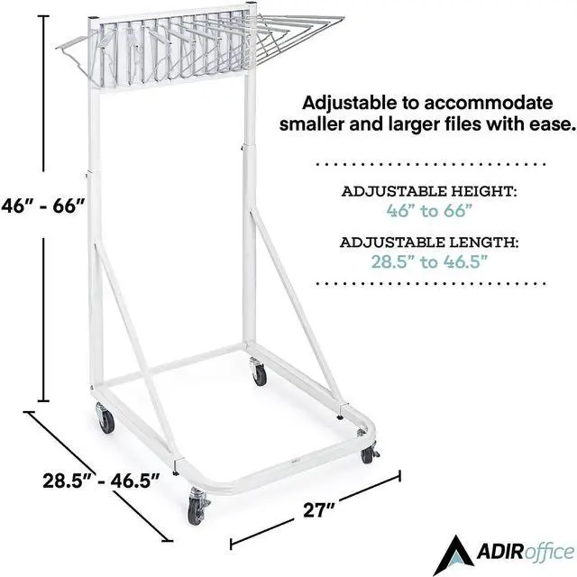 Alt view image 3 of 7 - AdirOffice 12 Bracket Vertical Large File Rolling Stand For Blueprints White (613-WHI)