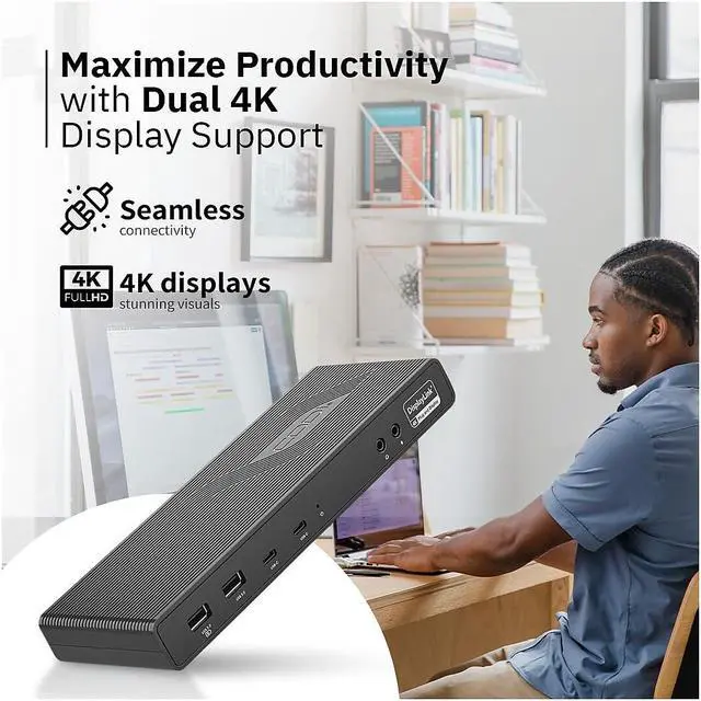 Alt view image 17 of 20 - CODi Dual USB-C 4K Universal Docking Station A01200