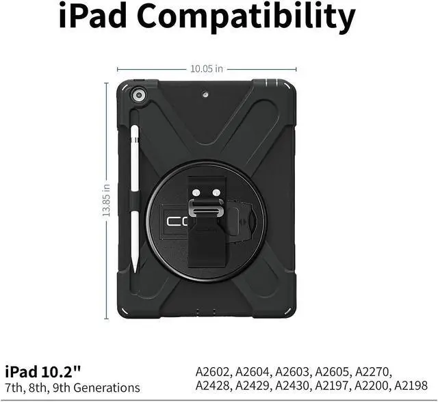 Alt view image 2 of 7 - CODi Rugged Polycarbonate/Silicone Case for 10.2" iPad Gen 7/8/9 Black (C30705065)
