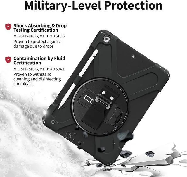 Alt view image 3 of 7 - CODi Rugged Polycarbonate/Silicone Case for 10.2" iPad Gen 7/8/9 Black (C30705065)