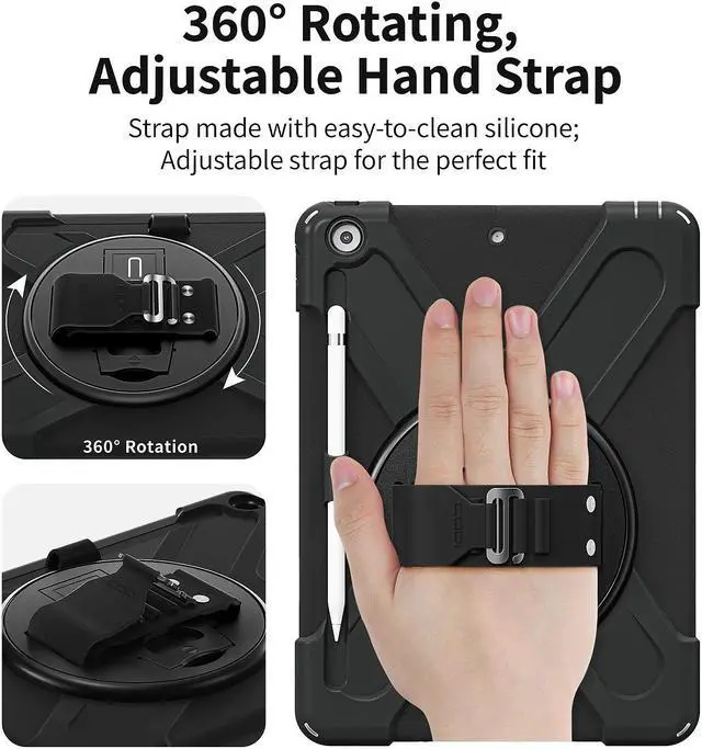 Alt view image 6 of 7 - CODi Rugged Polycarbonate/Silicone Case for 10.2" iPad Gen 7/8/9 Black (C30705065)