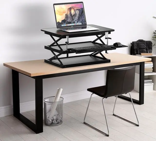 Alt view image 12 of 13 - CHANGEdesk Adjustable Standing Desk Converter - Tall Standing Desk Adjustable Height Converter 4.5"-21.5" - Durable Ergonomic Sit Stand Desk Converter with Mouse Pad stand up desk riser computer riser