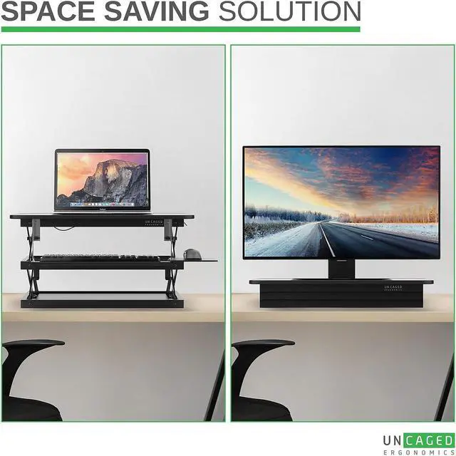 Alt view image 11 of 13 - CHANGEdesk Adjustable Standing Desk Converter - Tall Standing Desk Adjustable Height Converter 4.5"-21.5" - Durable Ergonomic Sit Stand Desk Converter with Mouse Pad stand up desk riser computer riser