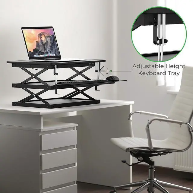 Alt view image 13 of 13 - CHANGEdesk Adjustable Standing Desk Converter - Tall Standing Desk Adjustable Height Converter 4.5"-21.5" - Durable Ergonomic Sit Stand Desk Converter with Mouse Pad stand up desk riser computer riser
