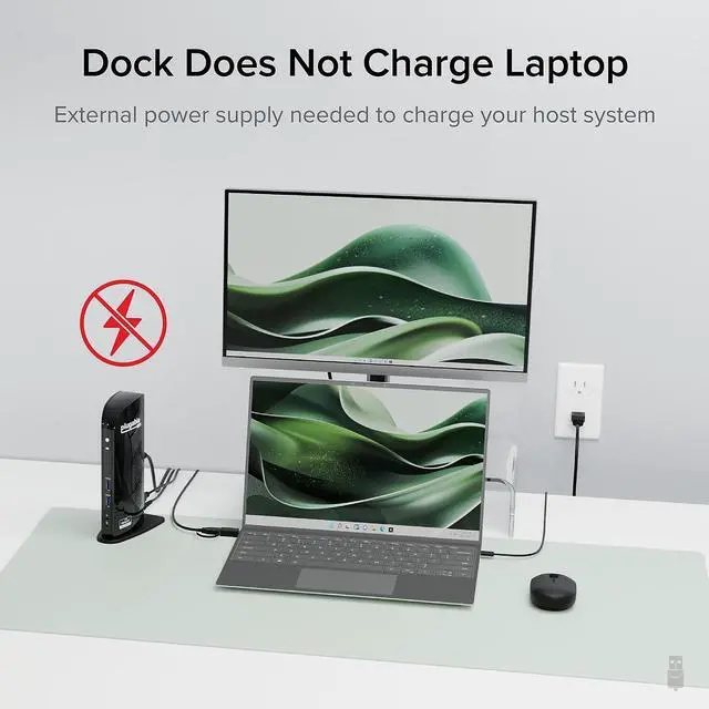 Alt view image 12 of 14 - Plugable USB 3.0 Universal Laptop Docking Station Dual Monitor for Windows and Mac, USB 3.0 or USB-C, (Dual Video: HDMI and HDMI/DVI/VGA, Gigabit Ethernet, Audio, 6 USB Ports)