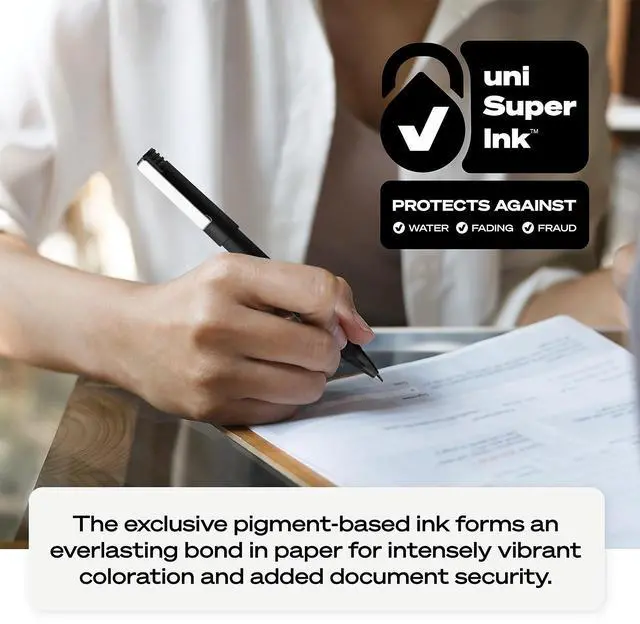 Alt view image 7 of 7 - uni-ball Stick Roller Ball Pen Micro 0.5mm Black Ink Black Matte Barrel 36/Pack 1921065