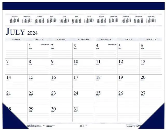 Main image of 2024-2025 House of Doolittle 18.5" x 13" Academic Monthly Desk Pad Calendar White/Blue (1556-25)