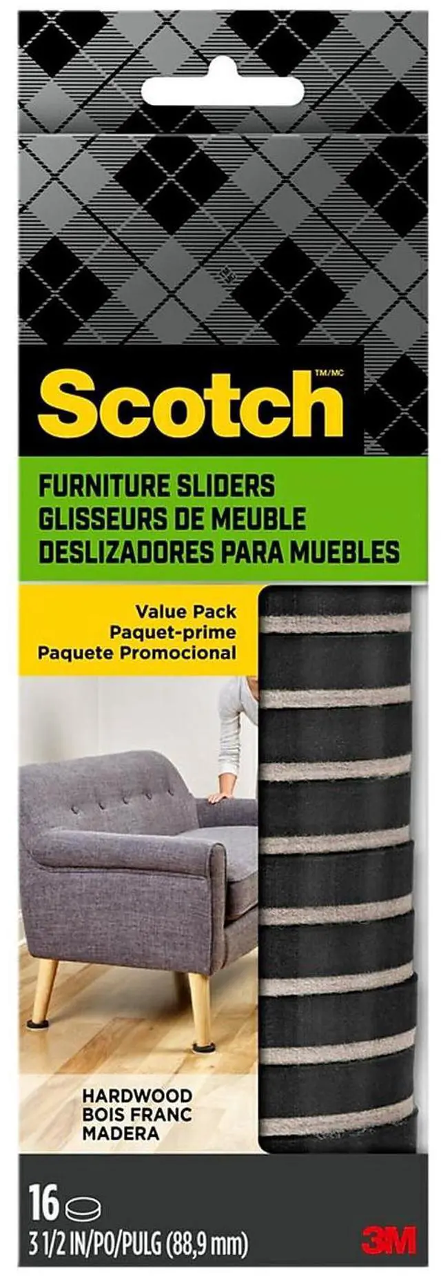 Main image of Scotch Furniture Sliders Black/Beige 16/Pack (SP674-NA)