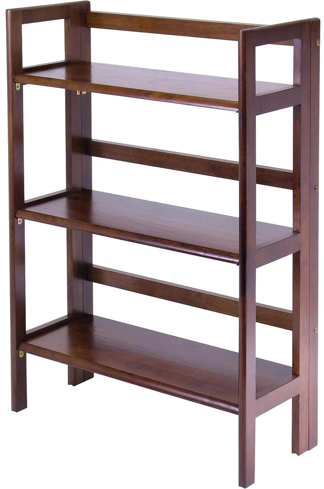 Alt view image 14 of 17 - Winsome Trading Inc 94896 3 Tier Walnut Stackable Folding Book Shelf