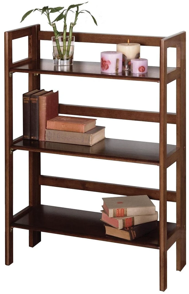 Alt view image 16 of 17 - Winsome Trading Inc 94896 3 Tier Walnut Stackable Folding Book Shelf