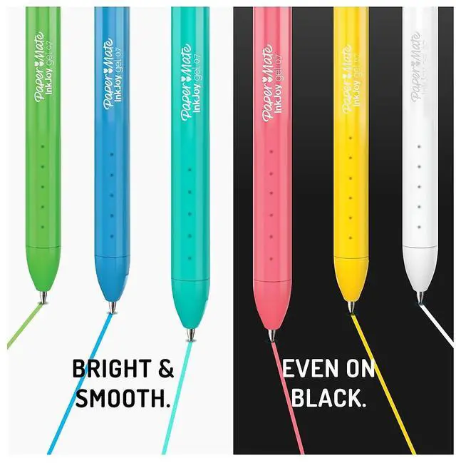 Alt view image 3 of 7 - Paper Mate InkJoy Retractable Gel Pen Medium Point 0.7mm Assorted Colors 6/Pack (2173765)