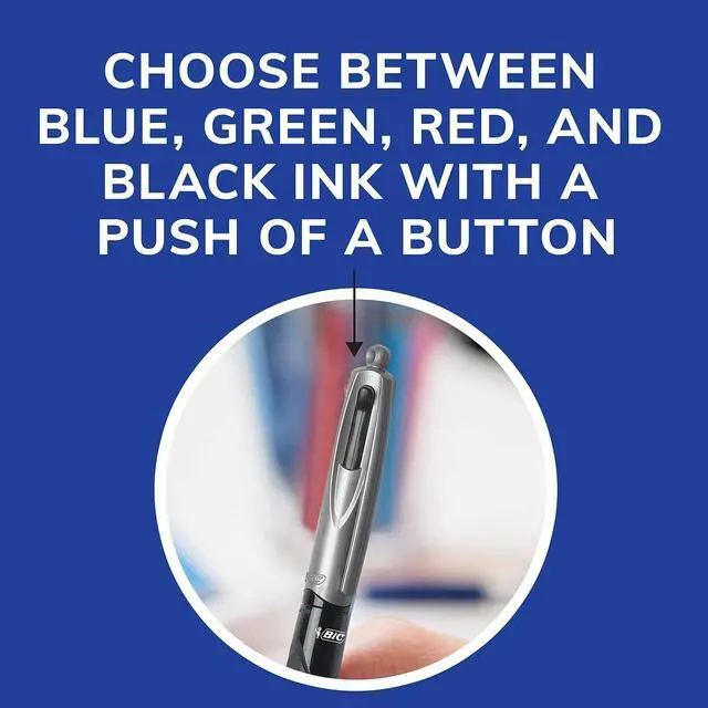 Alt view image 2 of 4 - BIC 4-Color Grip Retractable Ballpoint Pen 1.0mm Assorted Ink 12/Pack (MMPG11-AST)