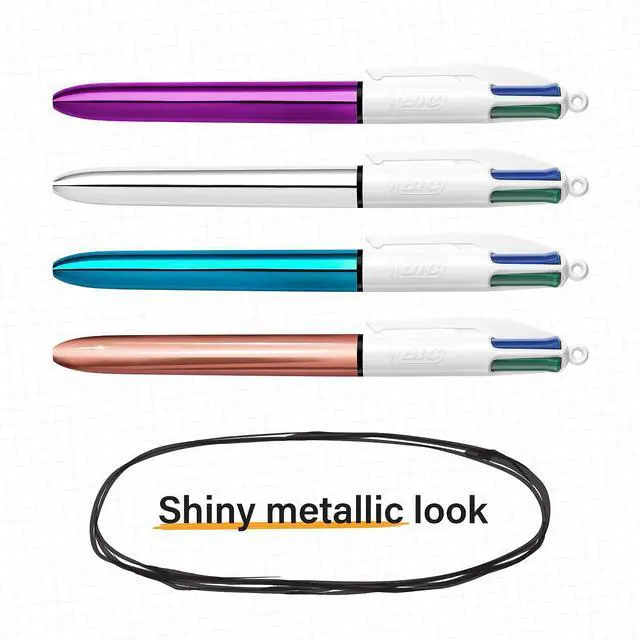 Alt view image 6 of 6 - BIC 4-Color Shine Retractable Ballpoint Pen Medium Point 1.0mm Assorted Colors 3/Pack (MMMTP31-AST)