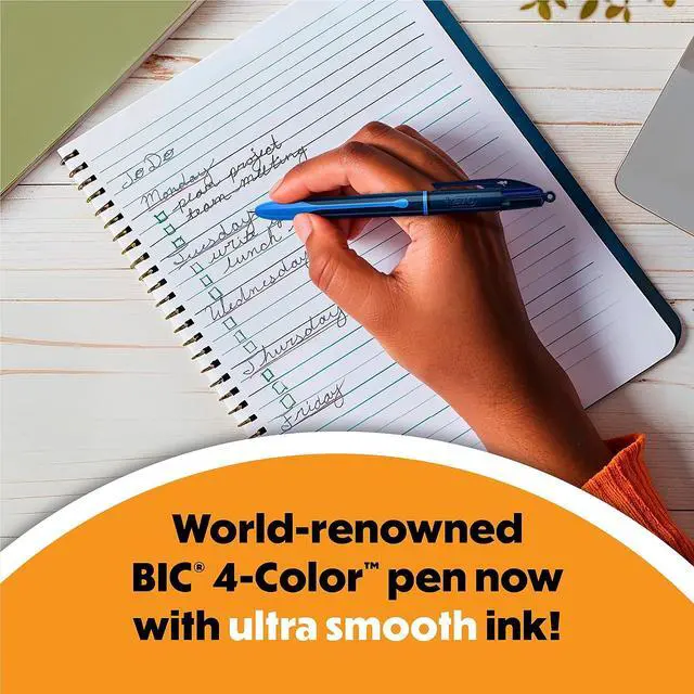 Alt view image 7 of 8 - BIC 4-Color Smooth Retractable Ballpoint Pen Medium Point Assorted Ink 12/Pack (MMS11-AST)