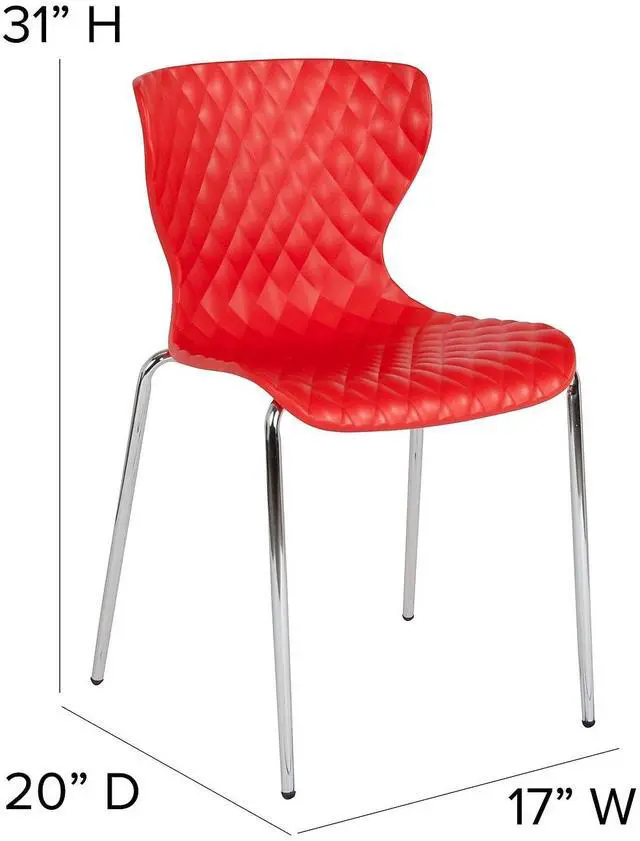 Alt view image 15 of 15 - 4 Pk. Lowell Contemporary Design Red Plastic Stack Chair
