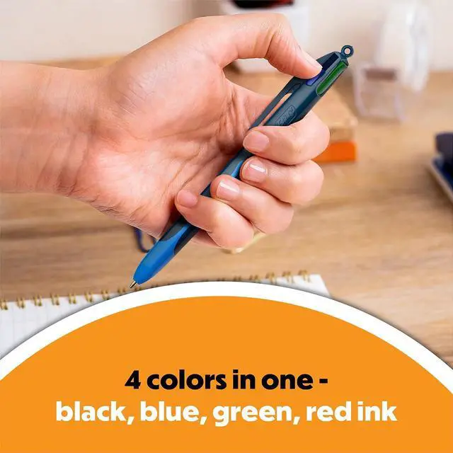 Alt view image 3 of 8 - BIC 4-Color Smooth Retractable Ballpoint Pen Medium Point Assorted Ink 12/Pack (MMS11-AST)