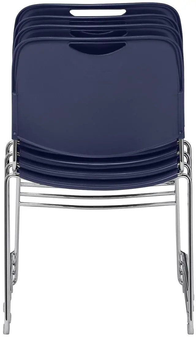 Alt view image 7 of 14 - NPS 8500 Series HI-Tech Ultra-Compact Plastic Seat/Back Stack Chair Navy Blue/Chrome 4 Pack (8505/4)