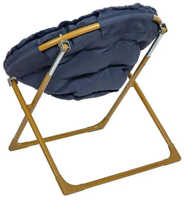 Alt view image 4 of 14 - Flash Furniture Gwen Faux Fur Kids' Folding Saucer Chair Navy (FV-FMC-030-NV-SGD-GG)