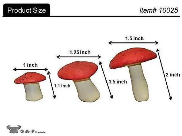 Alt view image 8 of 12 - G & F MiniGardenn 10025 Fairy Garden Miniature Mushrooms (Set of 3), Orange, 0.5-1.25"High
