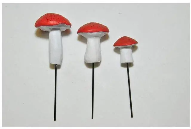 Alt view image 9 of 12 - G & F MiniGardenn 10025 Fairy Garden Miniature Mushrooms (Set of 3), Orange, 0.5-1.25"High
