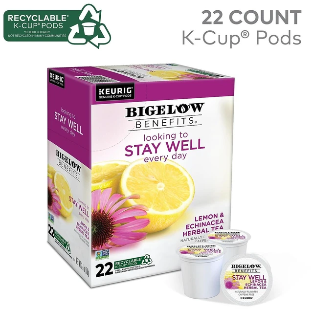 Alt view image 3 of 7 - Bigelow Benefits Stay Well Lemon and Echinacea Herbal Tea Pods 22/Box (420250)