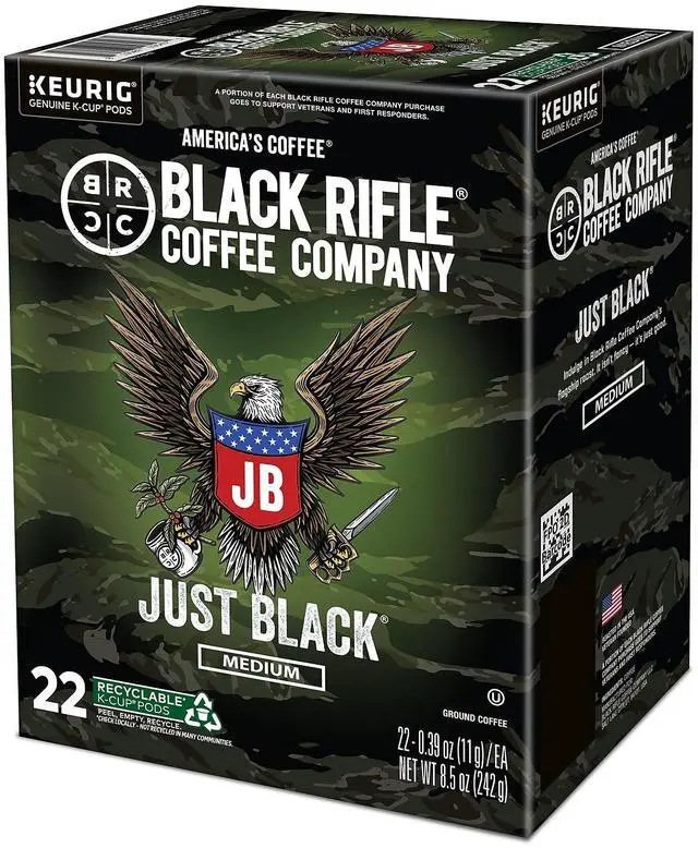 Alt view image 5 of 6 - Black Rifle Coffee Company Just Black Coffee Keurig K-Cup Pods Medium Roast 22/Box (5000384042)