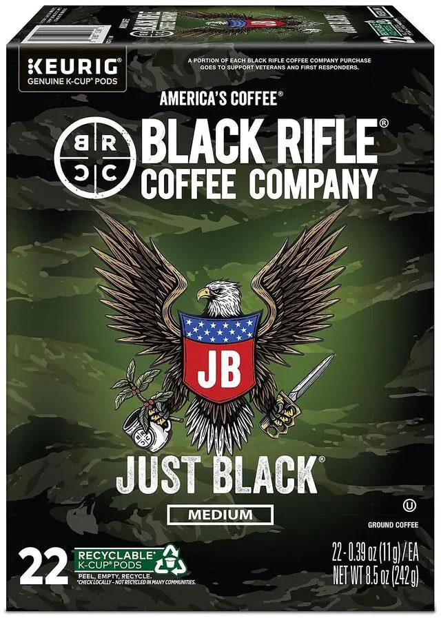Alt view image 4 of 6 - Black Rifle Coffee Company Just Black Coffee Keurig K-Cup Pods Medium Roast 22/Box (5000384042)
