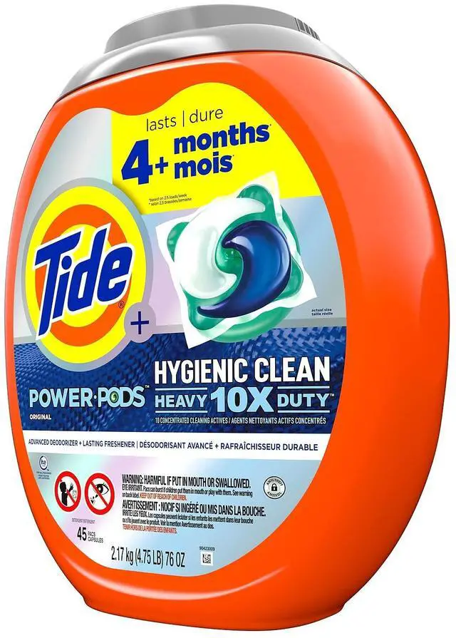Alt view image 4 of 7 - Hygienic Clean Heavy 10x Duty Power Pods Original Scent 76 oz Tub 45 Pods 4/Carton 80735044