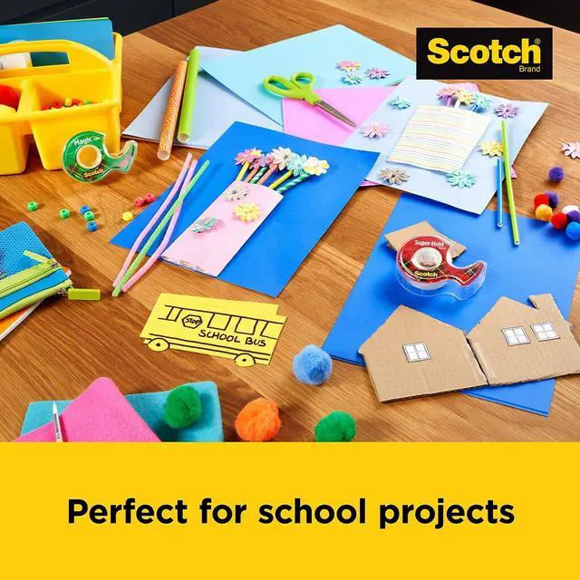Alt view image 4 of 15 - Post-it® and Scotch® Brand Essentials Pack, Super Sticky Notes, Super Hold Tape, Magic Tape, Flags, and Scissors, School Supplies and Office Products