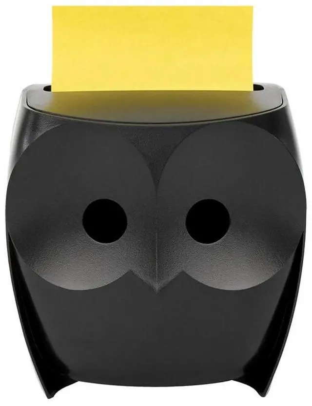 Main image of Post-it Owl Note Dispenser, Includes 1 Pad of Post-it 3 in X 3 in Super Sticky Dispenser Pop-up Notes, 45 Sheets, OWL-330-BK
