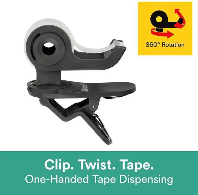 Alt view image 2 of 19 - 3M Scotch Clip & Twist Desktop Tape Dispenser Gray C19CLIP