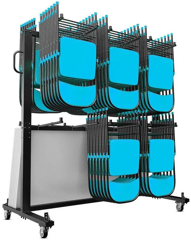 Main image of Flash Furniture Hawkins Folding Table and Chairs Mobile Cart 660 lb. Capacity Black (QINSHD245425)