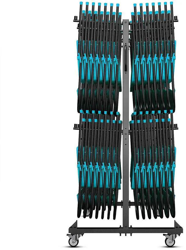 Alt view image 7 of 14 - Flash Furniture Hawkins Folding Table and Chairs Mobile Cart 660 lb. Capacity Black (QINSHD245425)