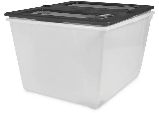 Alt view image 6 of 7 - 16 Gallon (60L) Storage Tote with Folding Lid, Blue