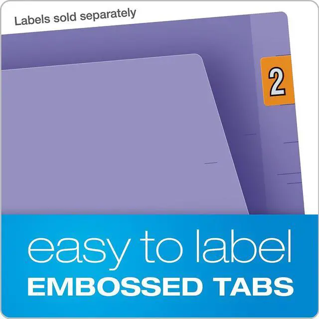 Alt view image 6 of 9 - Tops Pendaflex H110DPR Reinforced Two-Ply Folders  Straight Cut  End Tab  Letter  Purple  100/Box