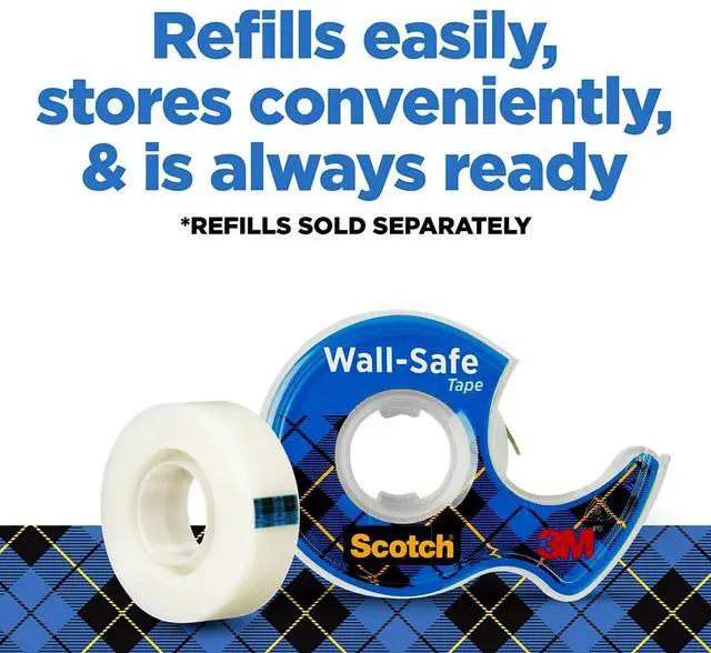 Alt view image 6 of 7 - 3M Tape Roll Wall-safe 3/4" x 800" 2 Rolls/PK Clear 813S2
