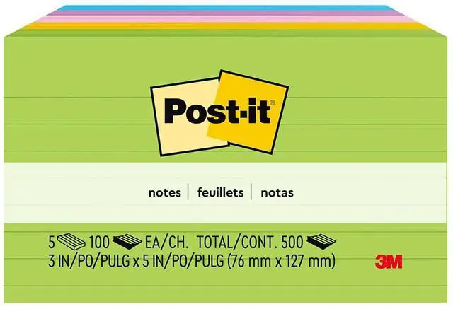 Alt view image 10 of 17 - Post-it Original Pads in Jaipur Colors 3 x 5 Lined 100-Sheet 5/Pack 6355AU