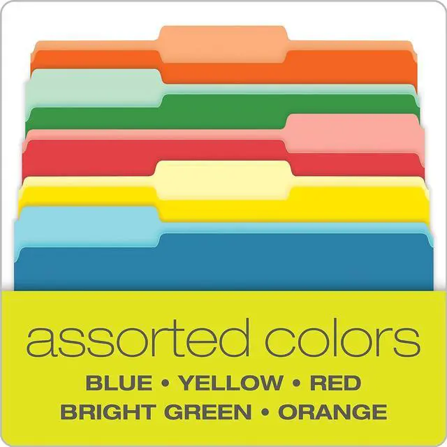Alt view image 5 of 7 - Pendaflex Interior File Folders 1/3 Cut Top Tab Legal Bright Assorted 100/Box 435013ASST