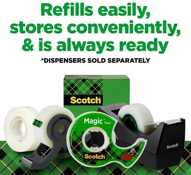 Alt view image 11 of 11 - Scotch Magic Tape Refill 3/4" x 1000" 1" Core Clear 3/Pack 810K3