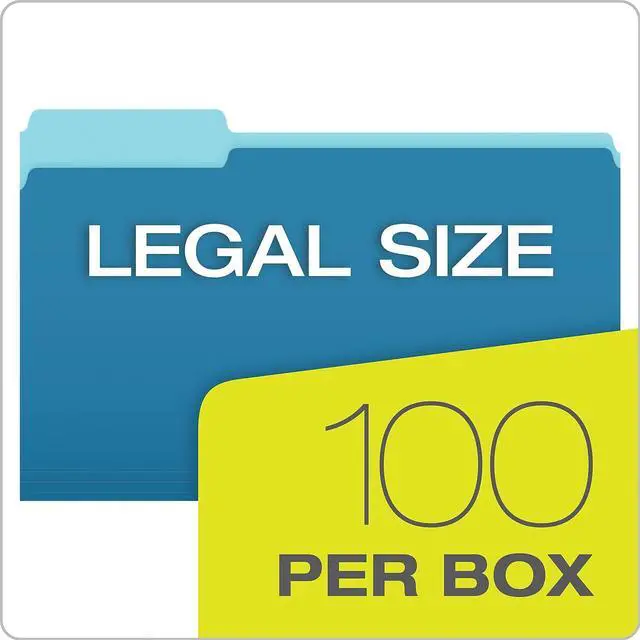 Alt view image 6 of 7 - Pendaflex Interior File Folders 1/3 Cut Top Tab Legal Bright Assorted 100/Box 435013ASST
